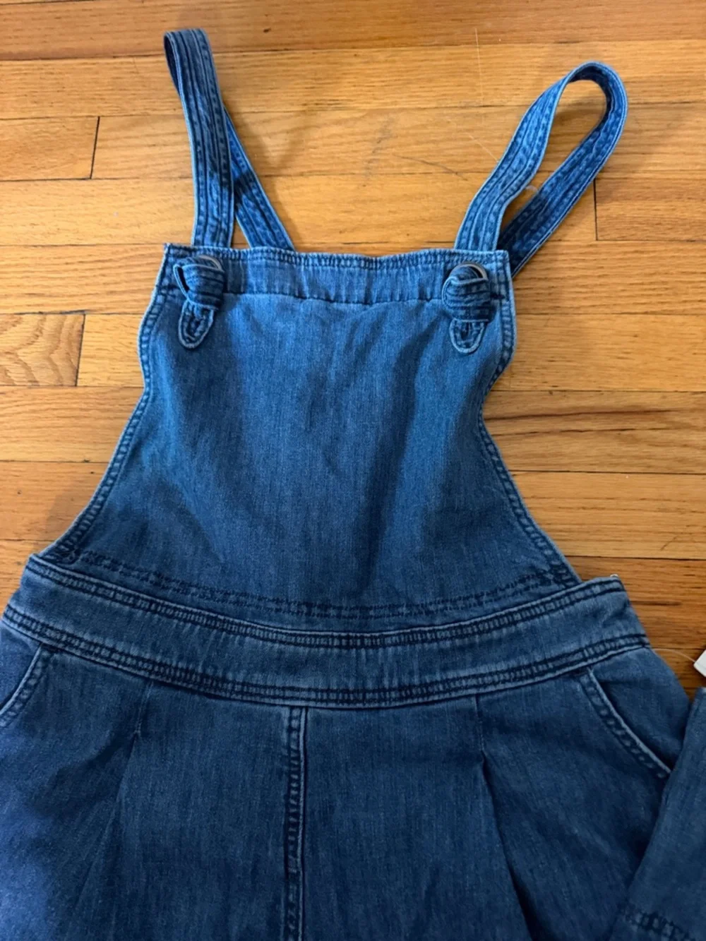 Maeve Blue Wide-Leg Denim Overalls with Crossback Straps - Picture 8 of 15